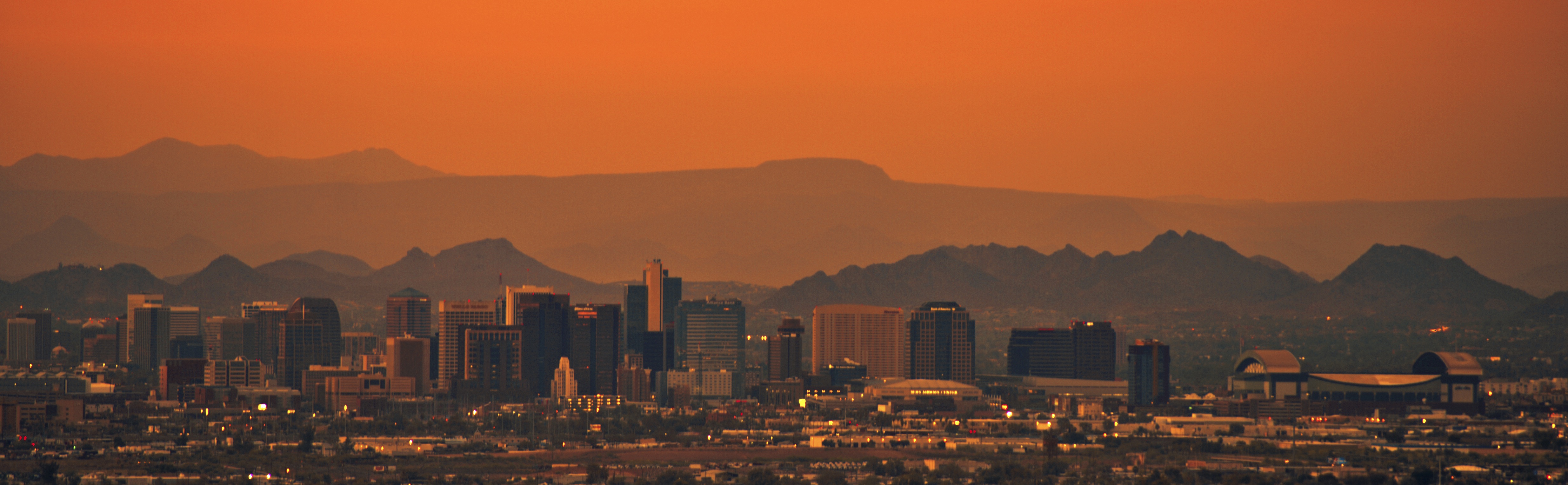 Phoenix skyline at sunset